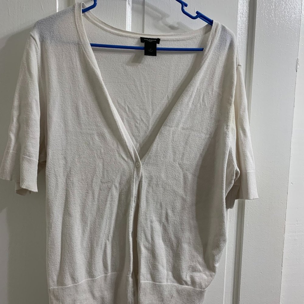 White Short-Sleeve Cardigan